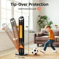 thumbnail image 2 of 38" Space Heaters for Large Room, 1500 W Electric Heater with Thermostat, 24H Timer, 500 sq.ft Tower Heaters with 80°Oscillation, Tip-over & Overheat Protection for Indoor Use(Black), 2 of 9