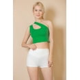 thumbnail image 4 of One Shoulder Crop Top with Ribbed Texture and Cross Strap, 4 of 7