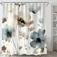 thumbnail image 3 of Boho Floral Shower Curtain, Cream Tan Beige Blue Grey White Watercolor Flower Fabric Shower Curtains Set for Bathroom Decoration with Hooks 72 X 72 inch Cute Farmhouse Bath Decor, 3 of 6