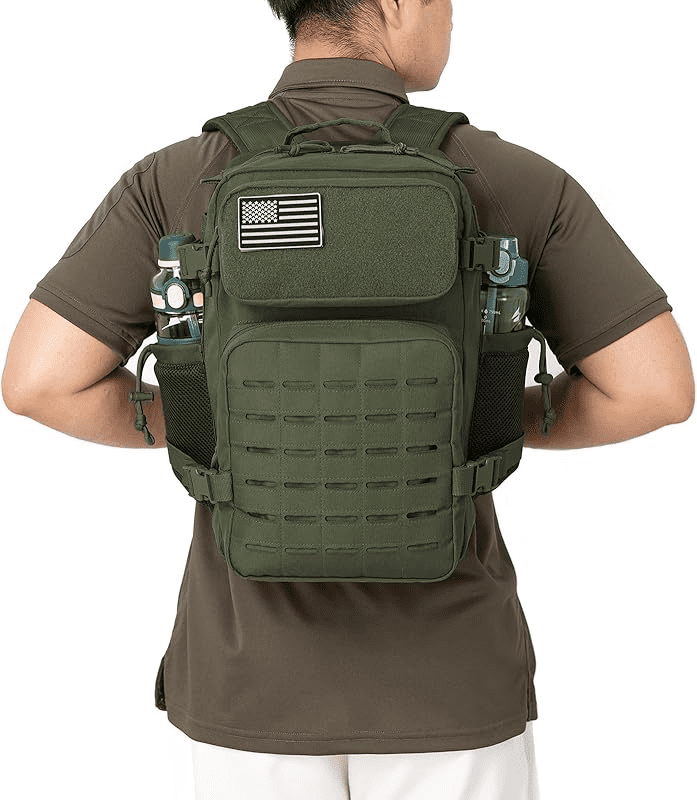 25L/45L Durable Nylon Hiking Backpack for Men, Multi-Day Camping & Travel Backpack with MOLLE System & Side Bottle Pockets