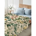 thumbnail image 4 of Green Botanical Twim XL Size Flat Sheet, Wrinkleproof & Fadeproof Cooling Flat Bed Sheet Only, Vintage Plant Flowers Garden Leaf Motifs Breathable Soft Bedding Top Sheets 66 x 102 Inches, 4 of 8