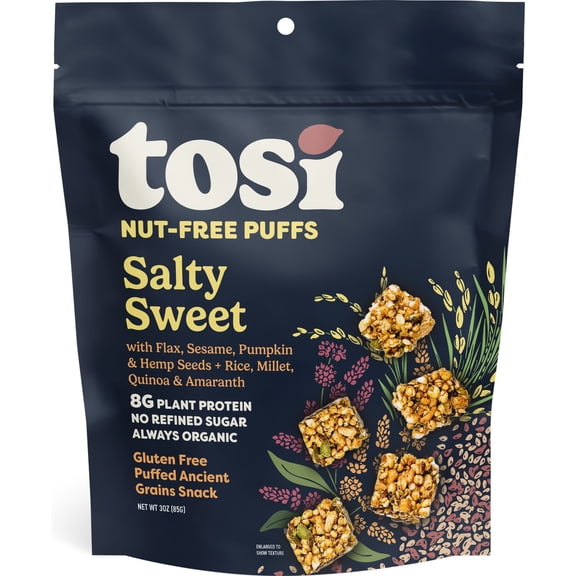 Tosi Nut Free Puffs, Salty Sweet, Organic - 3 oz