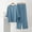 Blue, variant on Sakmal Soft Women Pajama Sets 2pc Black Lounge Long Sleeve Top and Pants Round Neck Loose Fit with Pockets Comfy Sleepwear for Women 3XL-5XL