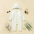 thumbnail image 3 of Suealasg Toddler Baby Girl Boys Sweater Romper Long Sleeve Buttons Hooded Solid Color Knit Jumpsuits 3M 6M 12M 18M Newborn Fall Winter One Piece Bodysuit Clothes, 3 of 10
