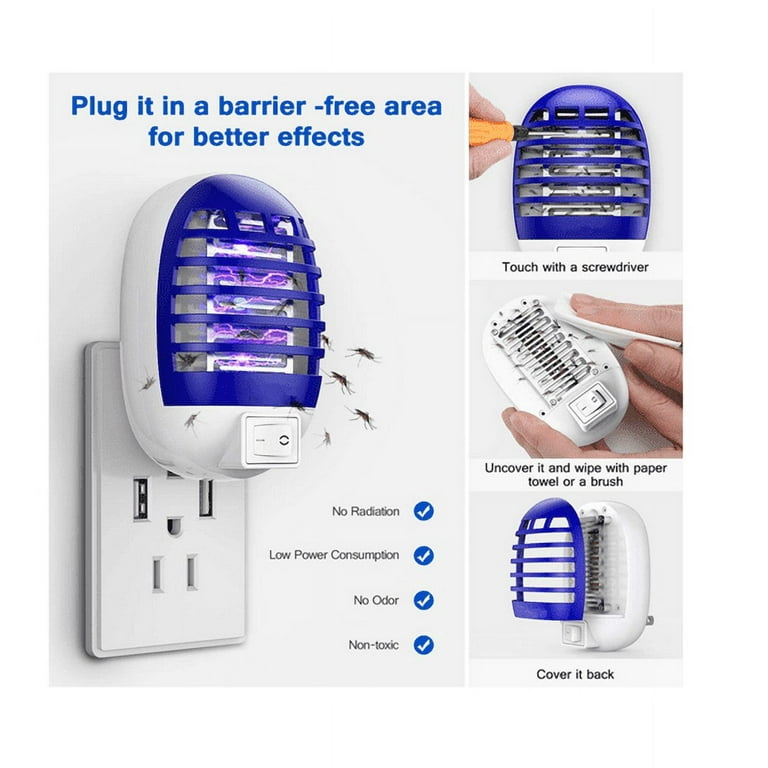  Mosalogic Flying Insect Trap Plug-in Mosquito Killer Indoor  Gnat Moth Catcher Fly Tapper with Night Light UV Attractant Catcher for  Home Office White-1PACK : Patio, Lawn & Garden
