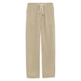 thumbnail image 2 of Men's Cotton Linen Pants Elastic Waist Drawstring Straight-Legs Pants with Pockets Linen Cotton Trousers Casual Summer Beach Loose Fit Lightweight Lounge Pants,Brown 2XL, 2 of 4
