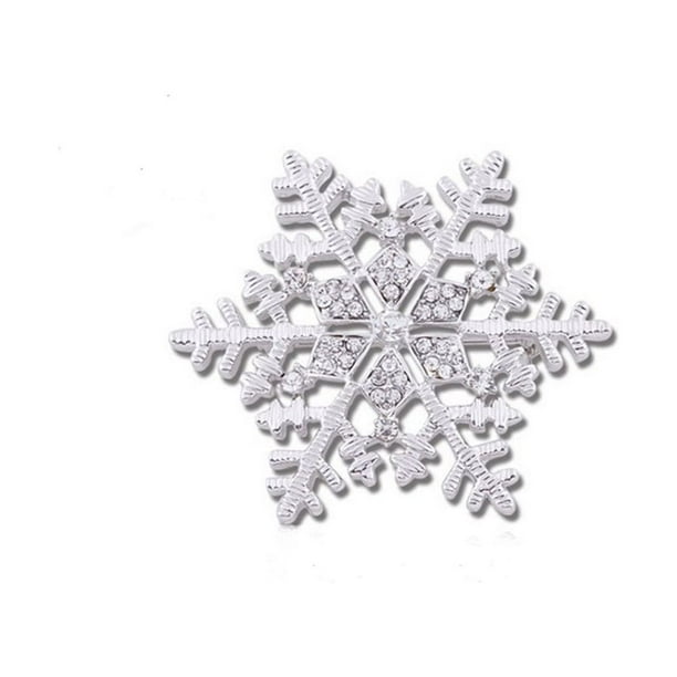Qarigey Broche de copo de nieve de Navidad para mujer, broches de diamantes de imitación para el pecho, decoraciones para niñas, joyería Ropa, zapatos y accesorios Miscelánea Blanco plateado