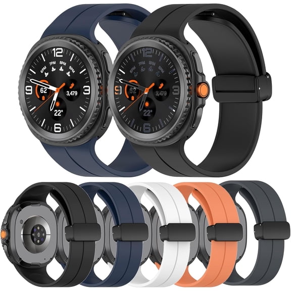 REQO 5 Pack Silicone Bands Compatible with Samsung Galaxy watch 8 40MM/44MM,Waterproof Folding Buckle Watch Strap,Breathable Sport Wristband Replacement Strap fit for Galaxy watch 8 Classic