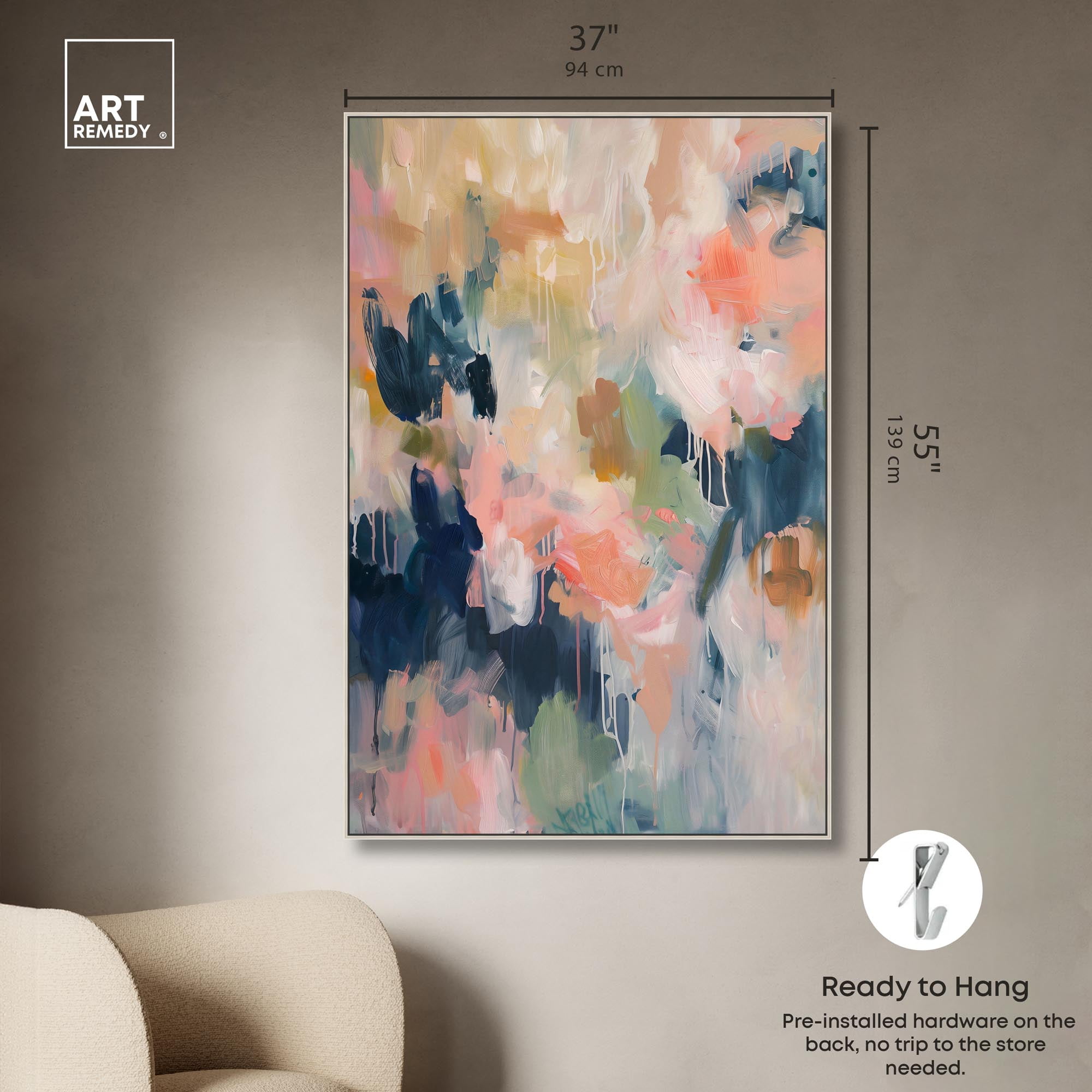 Blush of Nature Canvas Colorful Pastel Art by Art Remedy, Silver Frame, 36" x 54"