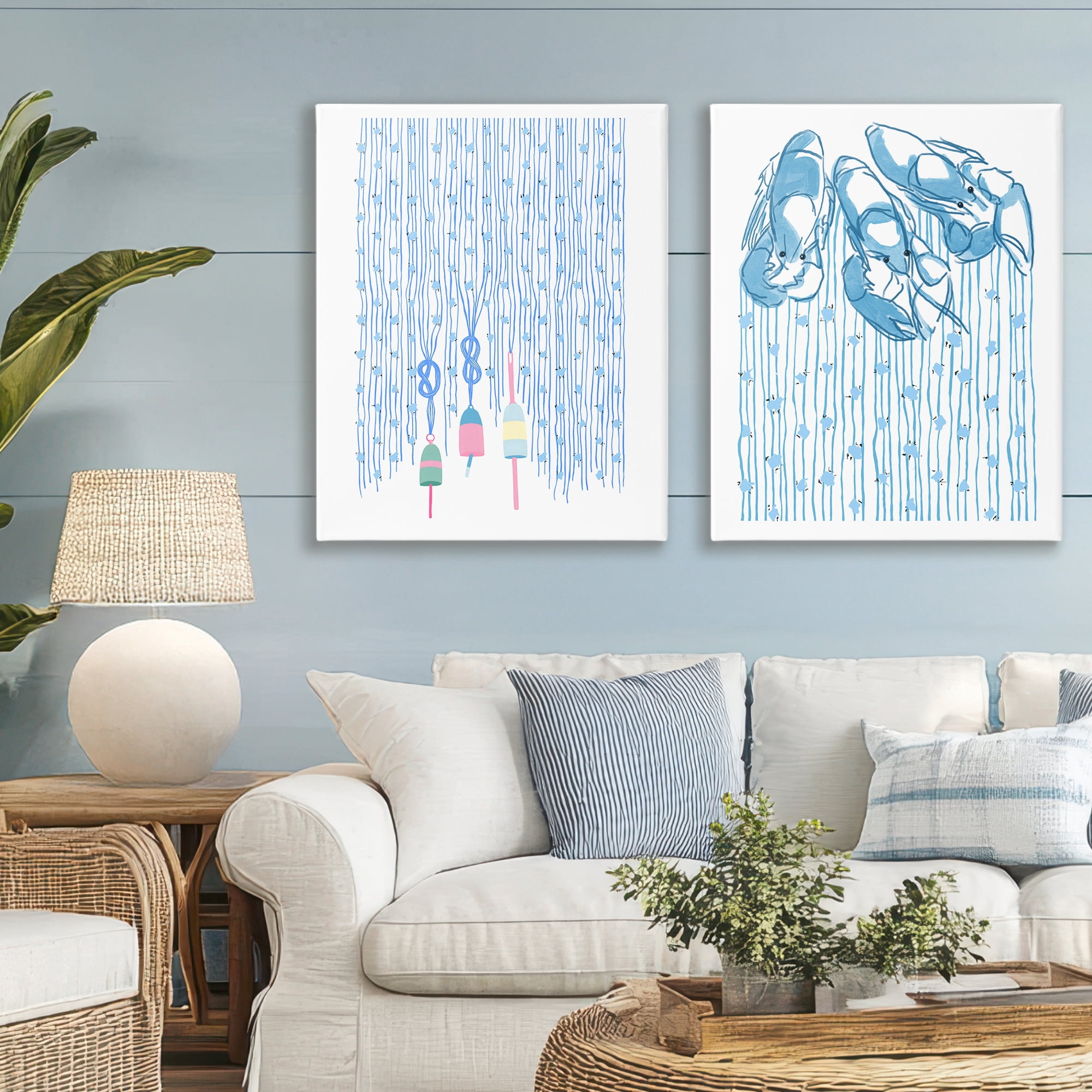 Stupell Industries Nautical Buoys & Lobsters 2 Piece Canvas Wall Art Set, design by Melissa Tilley