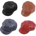 thumbnail image 7 of CoCopeaunts Newsboy Cap Solid Color Leather Octagonal Hat Fashion Warm Newsboy Hat for Men and Women Cute Caps Leather Beret Hat, 7 of 7