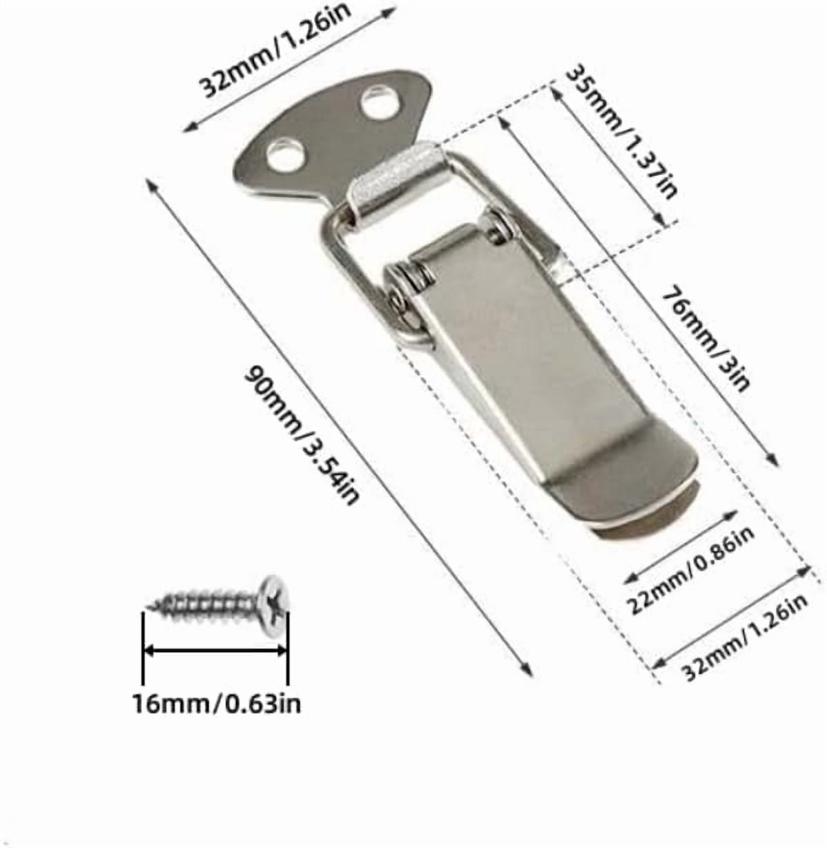 JJEAN-Latch, Stainless Steel Spring Loaded Toggle Latch, Silver Catch Hasp Clamp Clip Lock with for Cabinet, Wooden Case, Box (6 Pack)