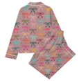 thumbnail image 4 of WOYY Girls 2-Piece Pajamas Bow Print Long Sleeve Button Front Top Pants PJ Set, Sizes 3-14, 4 of 4