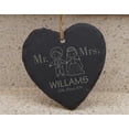 thumbnail image 2 of Darling Souvenir MADE WITH LOVE Mr & Mrs Personalized Couple Wedding Sign Engraved&nbsp;Hanging Slate Christmas Tree Ornament With String, 2 of 4