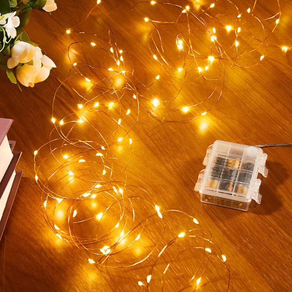 Guirnalda de luces Ariceleo para exteriores, 16.4 pies, funciona con pilas, paquete de 2