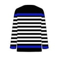 thumbnail image 5 of Long Sleeve T Shirt Fashion Casual Striped Tops for Women Crew Neck Slim Fitted Going Out Tops Y2K Outfits 2025 Blue M, 5 of 5