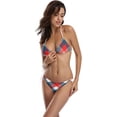 thumbnail image 2 of Dreamtimes Blue White and Red Checkered Gingham Tartan Plaid Sexy Two Piece Bikini Swimsuit Swimwear Set for Women, X-Large, 2 of 6