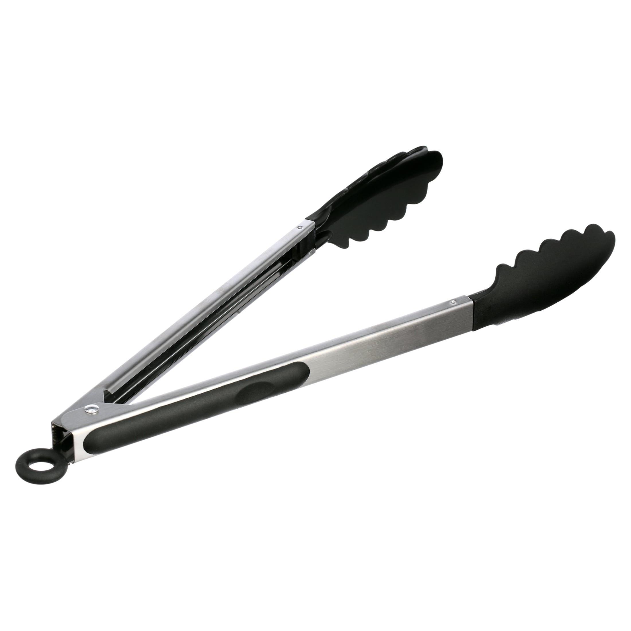 Mainstays Stainless Steel and Black Dripless Tongs