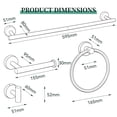 thumbnail image 6 of Munek 4-Piece Bathroom Hardware Set, 24" Towel Bar, Towel Ring, Robe Hook & Toilet Paper Holder, Brushed Stainless Steel, 6 of 8
