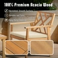 thumbnail image 5 of Werph Outdoor Patio Furniture Set, 4 Piece Patio Sofa Bench and 2 Single Sofa Chairs with Table & Padded Cushions, Acacia Wood Outdoor Patio Lounge Conversation Set for Deck Backyard Balcony, 5 of 7