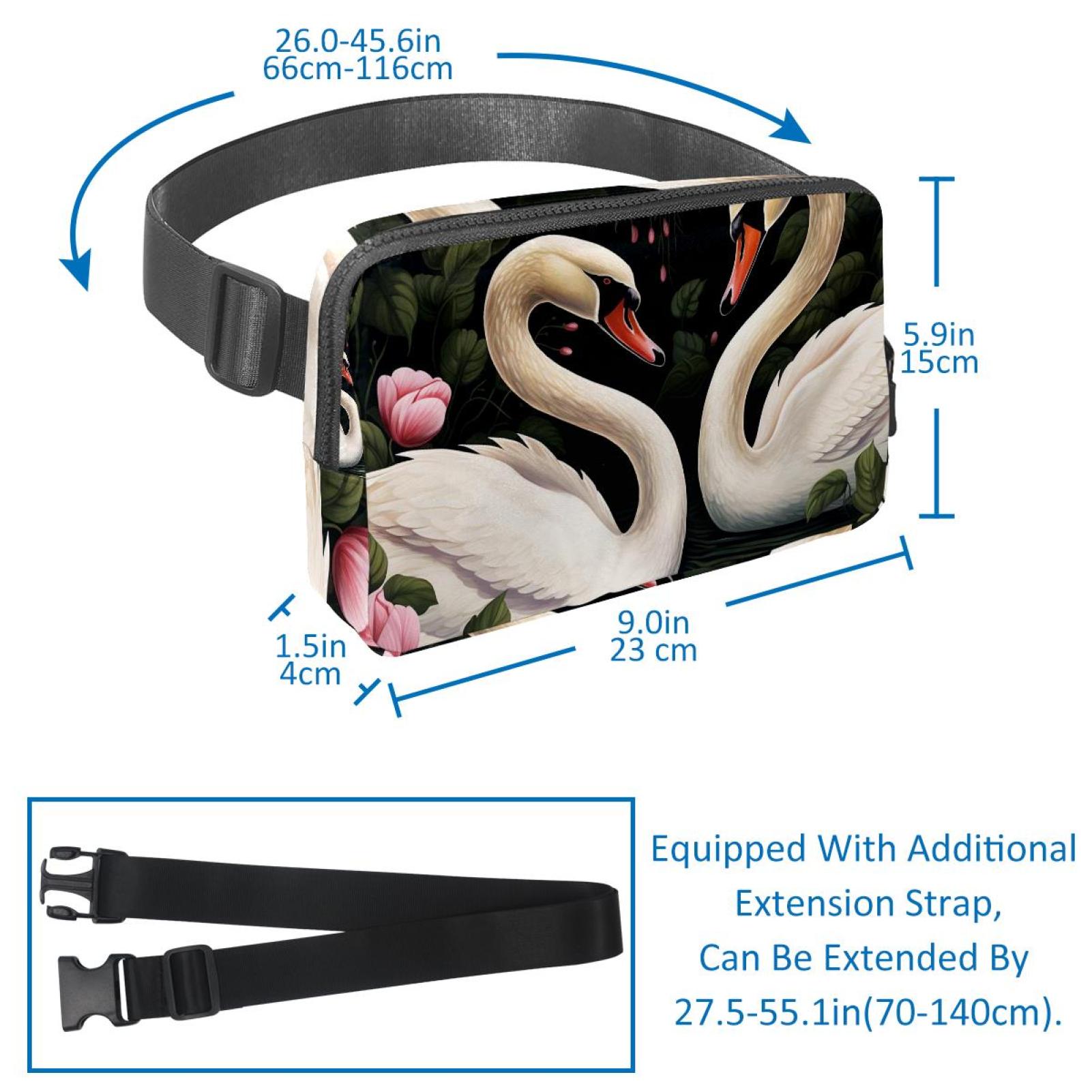 Swans Running Belt Fanny Packs Waist Packs with Extension Strap Unisex Lightweight Adjustable