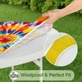 thumbnail image 5 of Colorful Rainbow Tie Dye Spiral Pattern Round Fitted Tablecloth with Elastic Edge,Dining Table Cover Waterproof,Outdoor Round Tablecloth for Camping,Dining,Indoor and Outdoor, 5 of 7
