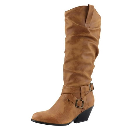 

GNEIKDEING Retro Women s Heels Shoes Zipper High Breathable Chunky Boots Women s Boots Gift on Clearance
