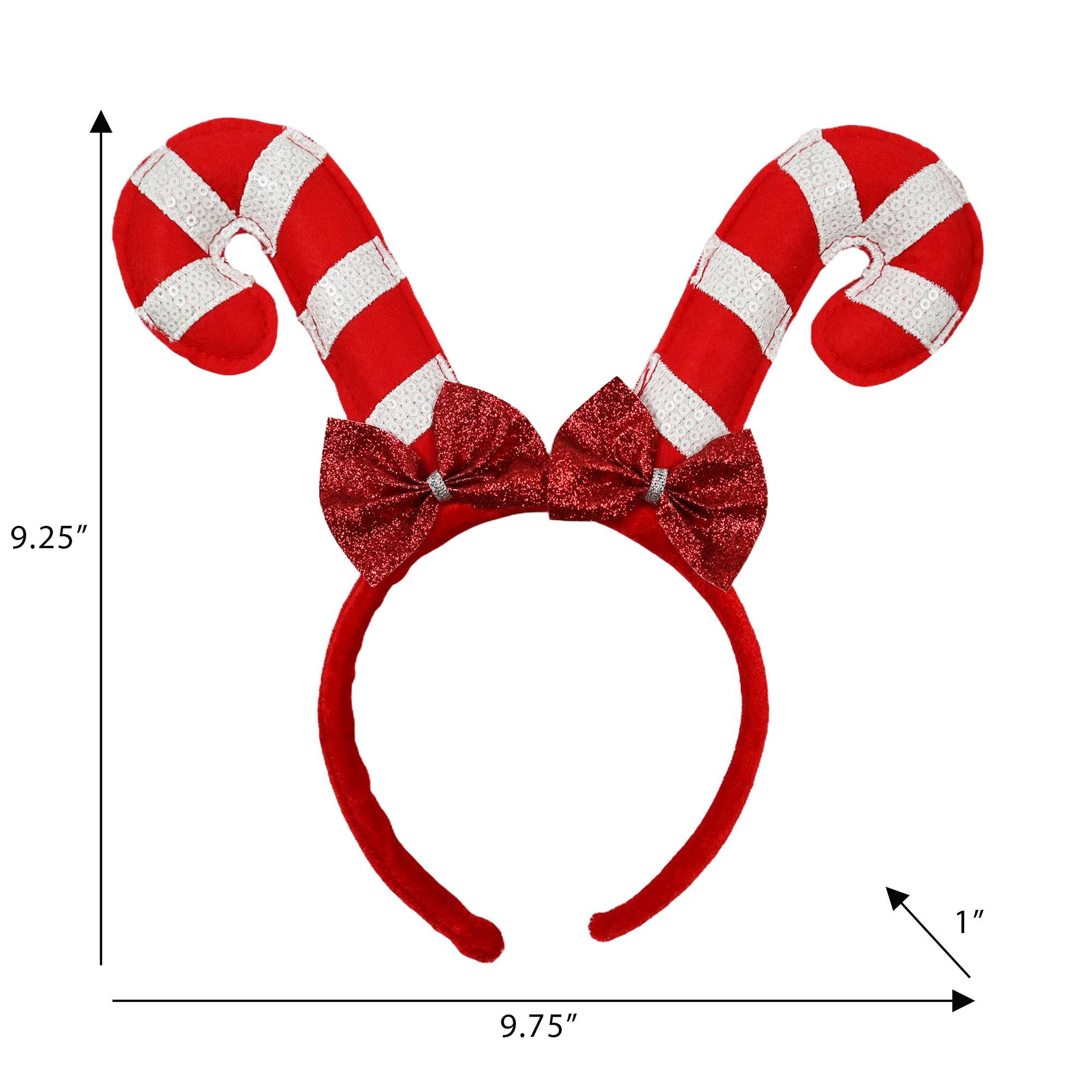Holiday time Candy Cane headband,9 inch height,red colour