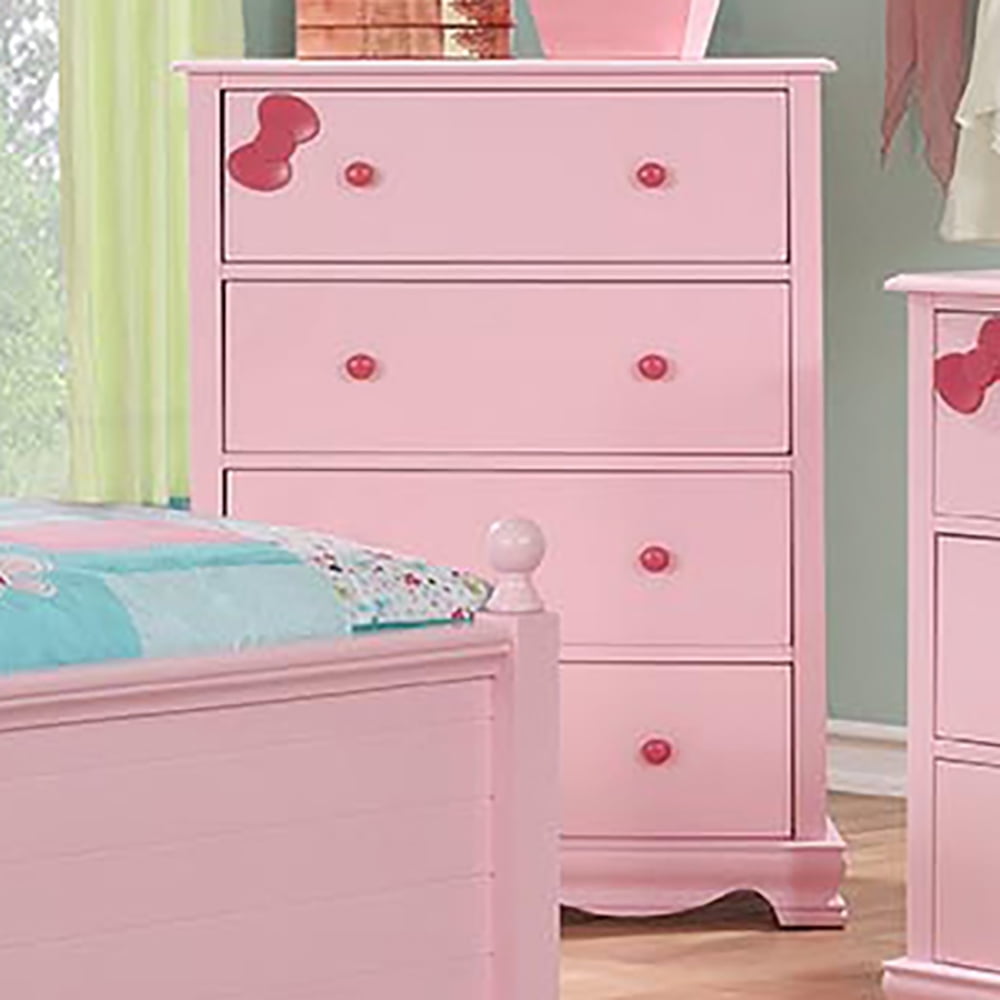 Furniture of America Crista Contemporary Wood 4-Drawer Chest, Pink