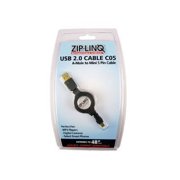 Zip-Linq - USB cable - USB (M) to mini-USB Type B (M) - USB 2.0 - 4 ft - retractable
