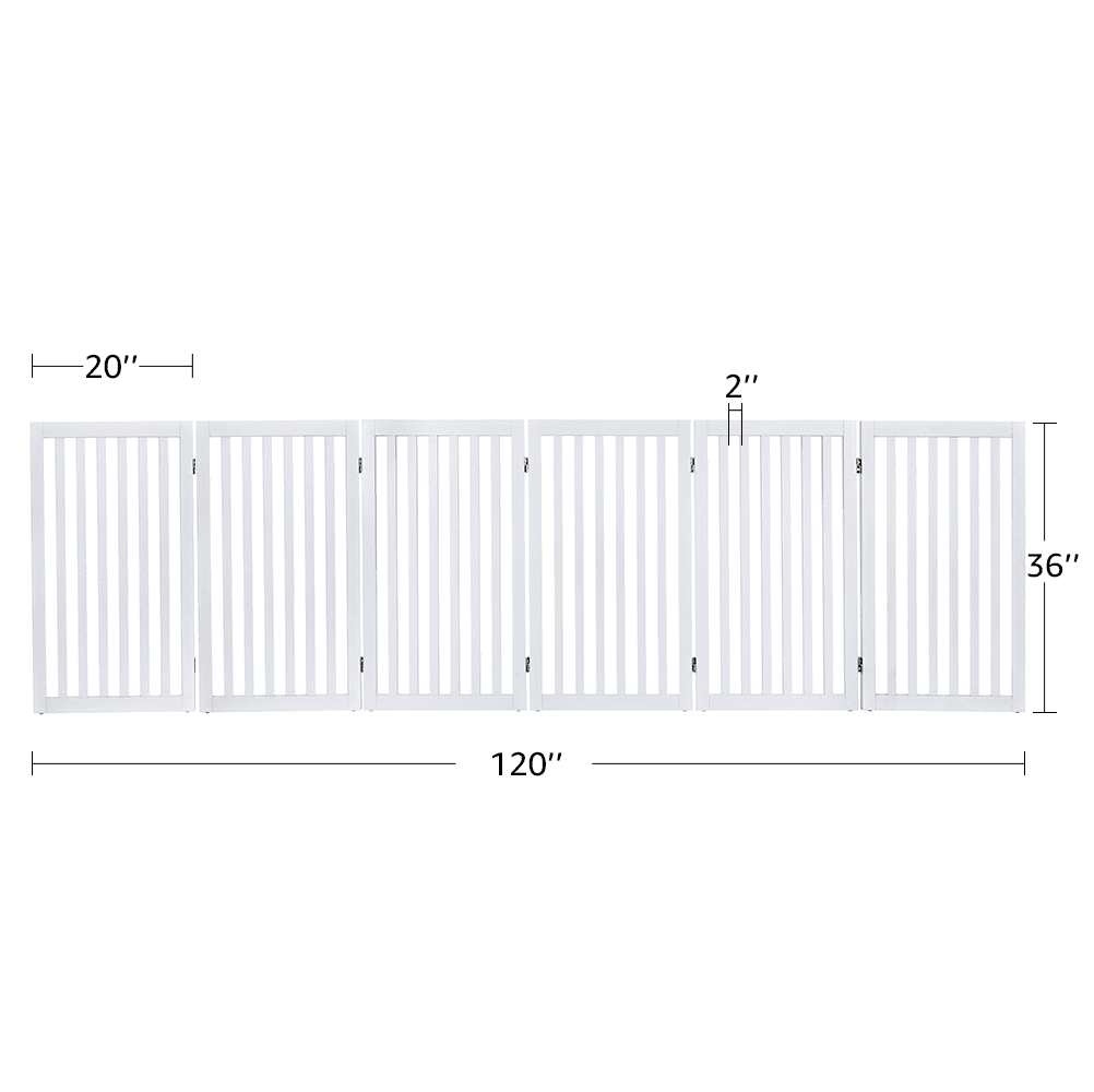 Unipaws Freestanding Pet Gate 36 inches High 6 Panels, White