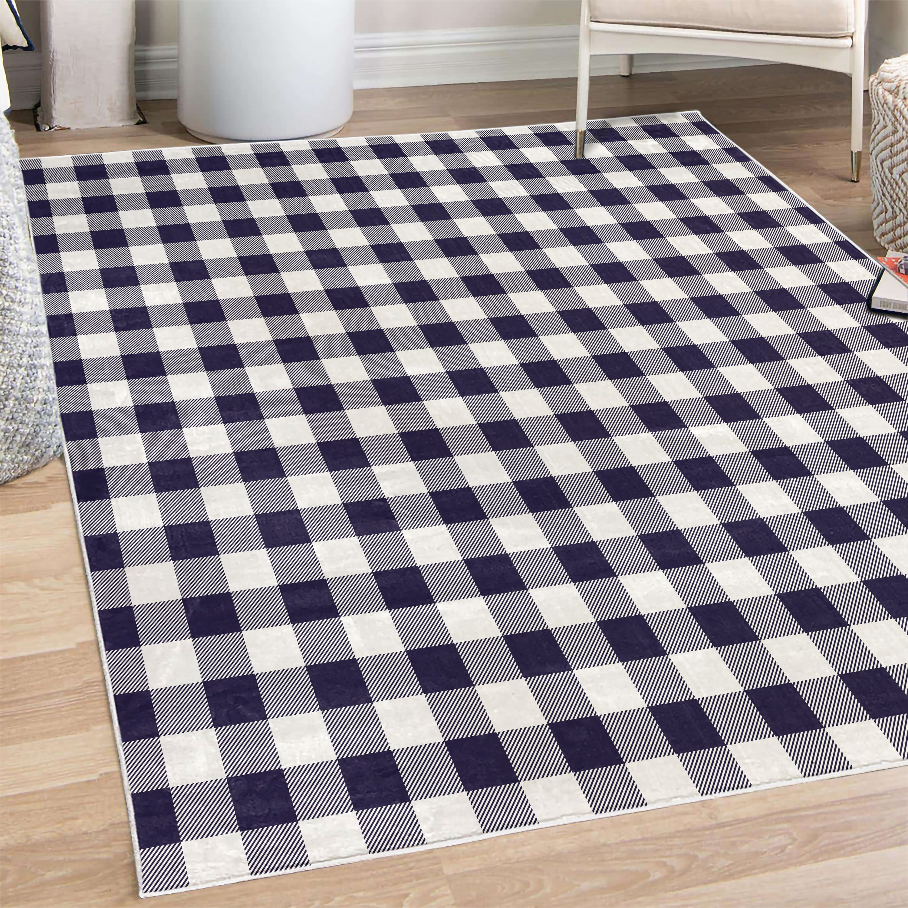Plaid Decorative Rug, Lumberjack Fashion Buffalo Checks Pattern Retro ...