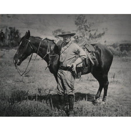 Young Theodore Roosevelt Dressed In Buckskins Beside A Horse In North Dakota 1884-85 After The 1884 Death Of His Wife Alice He Took Purchased A Ranch In The North Dakota Territory To Raise Beef