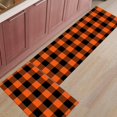 thumbnail image 3 of Kitchen Runner Rug Set 2 PCS, Halloween Orange and Black Buffalo Checke Plaid Runner Carpet Door Mats with Non Slip Rubber Backing Floor Mat for Laundry Bedside, 3 of 6