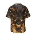 thumbnail image 6 of Lsque Cool Black Gold Dragon print Men's Cuban Collar Short Sleeve Shirt Summer Beachwear Casual Button Down Fashionable Vacation Leisure Shirt-XX-Large, 6 of 7