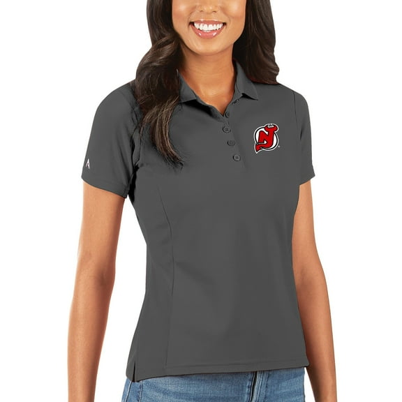 Women's Antigua Charcoal New Jersey Devils Legacy Pique Polo