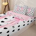 thumbnail image 3 of Manfei 3D Alphabet Print C Zipper Full Size Comforter Sets with Fitted Sheet and 2 Pillowcases,Pink Girly Bowknot Zipper Bedding Set,Pink Reversible,4pcs, 3 of 7