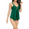 thumbnail image 1 of EYIIYE Women's Conservative Swimsuits 2 Pcs Set Ladies Solid Color Tank Tops Ruffled Hem Camisole with Shorts Tankini Swimwear Bathing Suits Beachwear, 1 of 5