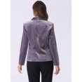 thumbnail image 4 of DARING DIVA Women's Office Coat Solid Shawl Collar Button Velvet Blazer L Dusty Purple, 4 of 6