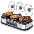 thumbnail image 2 of Portable 3-fold slow cooker with adjustable temperature control knob, transparent lid with spoon tray, easy to clean, suitable for outdoor, kitchen, dining room use, 2 of 12