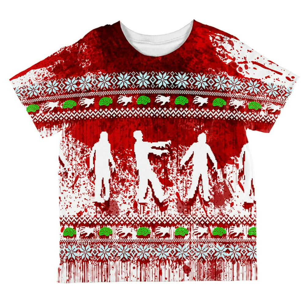 Old Glory Ugly Christmas Sweater Bloody Zombie Attack