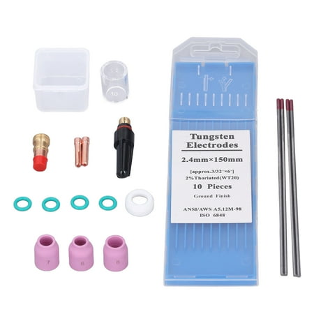 

TIG Torch Accessories Welding Gas Lens and Nozzle Glass Cup Washer Electrode Consumables Set