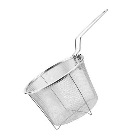 

AOOOWER Deep Round Fryer Wire Mesh French Chip Frying Basket 201 Stainless Steel French Fry Serving Strainer Basket with Handle