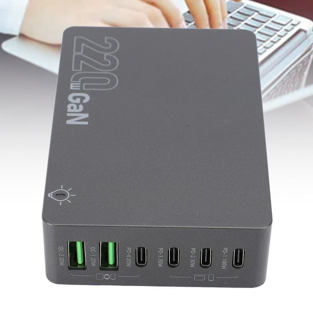 USB C Charger Block GaN Fast Charging Station Hub PD Laptop Charger Adapter with 4 Type C Ports 2 USB A Ports