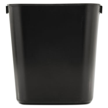 Rubbermaid Deskside Plastic Wastebasket, Rectangular, 3.5 Gal, Black