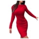 thumbnail image 1 of Vestido de punto de cuello alto para mujer, otoño-invierno - Vestido de jersey fino de manga larga, color liso - 94 % algodón, S-XXL, estilo informal/elegante, 1 of 6