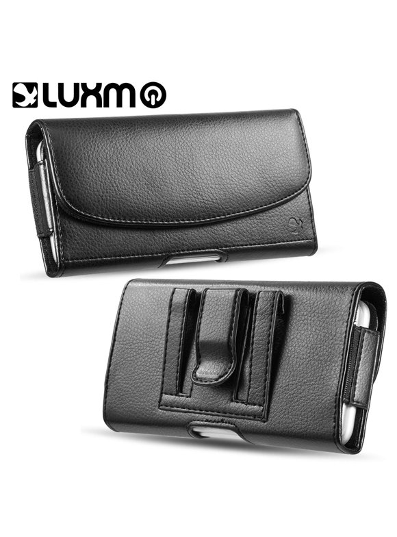 BLACK Universal 6.3" Horizontal Leather Pouch Extra Large Phone Case with Magnetic Closure, Belt Clip , Loops & Storage Card ID Slots Holder Flip Pouch Cover For ASUS / SHARP / NEC / PANTECH / CASIO