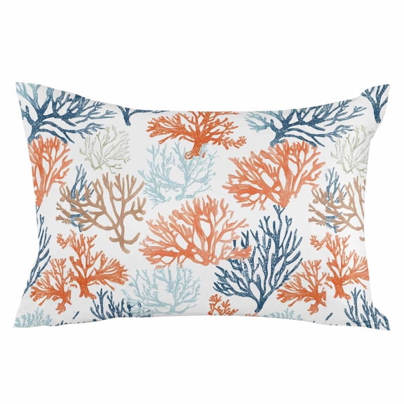 Ocean Coral Throw Pillow Cover 16 x 24 Inch Decorative Pillow Cover Gradient Orange Blue Brown Sage Green Aqua Lumbar Pillowcase Seasonal Rectangle Cushion Case for Couch Sofa Bed Living Room
