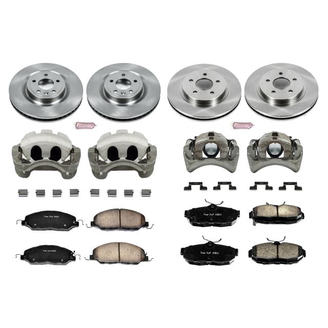 PowerStop Front and Rear Stock Replacement Brake Pad and Rotor Kit with Calipers Fits: FORD Select Models KCOE5943