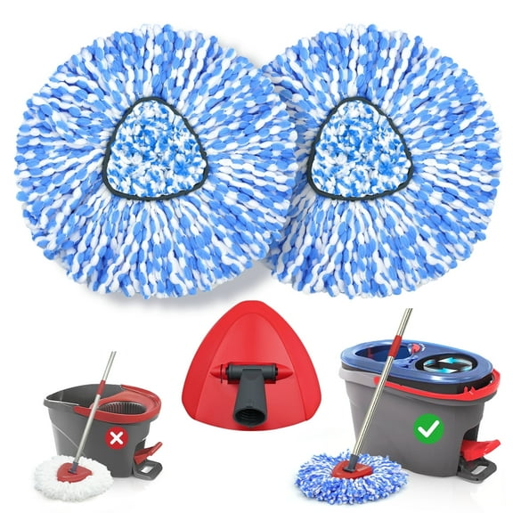 TidyBliss Mop Heads Replacements 2 Pack with Triangle Base for RinseClean 2 Tank System
